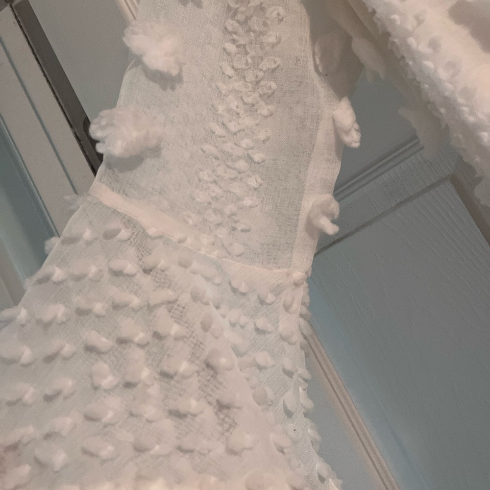 White Textured Ruffle Dress - Picture 5 of 11